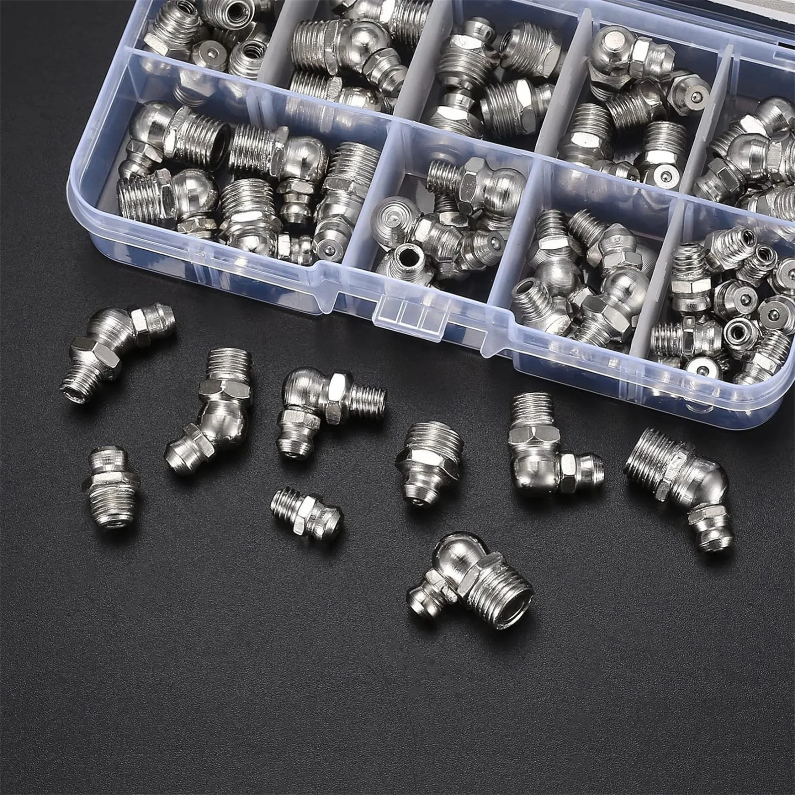 

60Pcs Metric Grease Fittings Set M6 M8 M10 Straight And 90 Degree Zerk Oil Nipples For Hydraulic Lubrication Systems