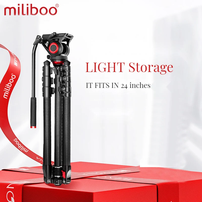 Miliboo MUFP Легкий штатив из углеродного волокна для цифровой зеркальной камеры, 4-секционный, со встроенной нивелирной базой 15 °   Наклон