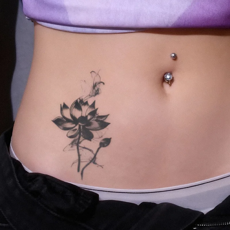 1-Pack Lotus 'Mystic Mist' Tattoo Sticker for Women Sexy Long-Lasting Herbal Juice Non-Glare Realistic Temporary Tattoo Scar Cov