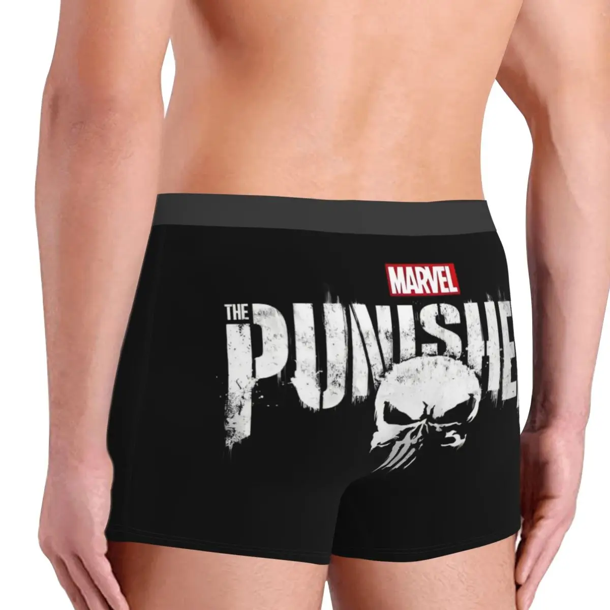 Pantaloncini boxer personalizzati con simbolo del teschio Punisher per uomo Design dei cartoni animati Mutandine intimo stampate in 3D Slip Mutande morbide