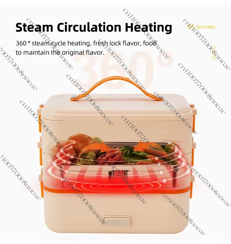 Stainless steel self heating electric lunch box portable food warmer 12V