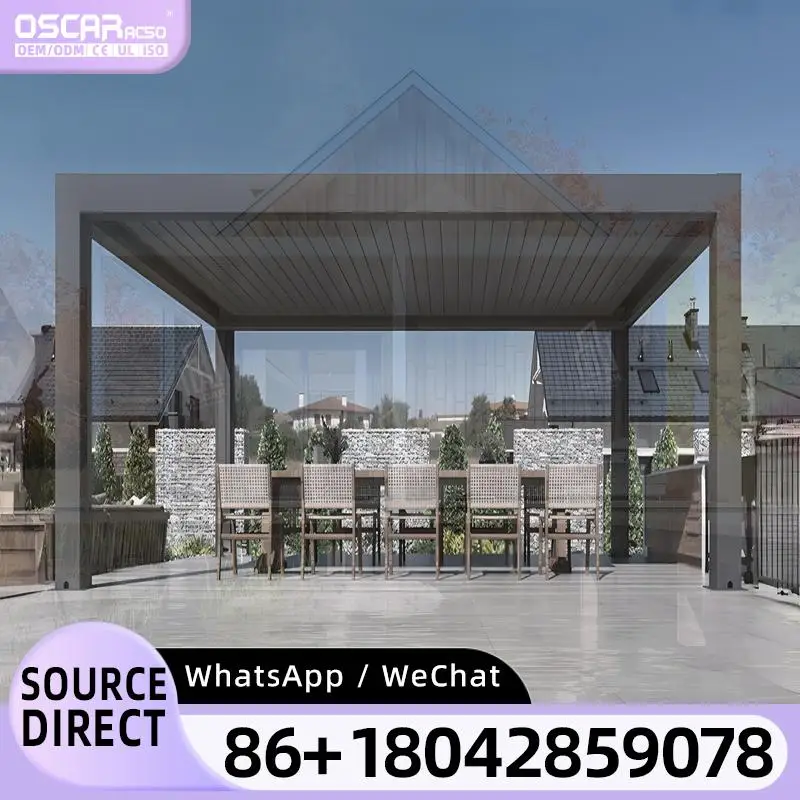 Parasol con persianas para exteriores, espejo de pabellón recubierto de polvo para jardín, patio trasero, pérgola