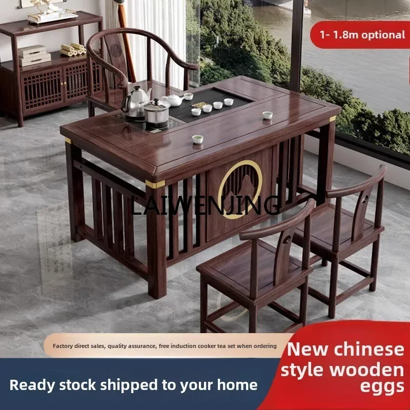 b  balcony solid wood tea table and chair combination coffee set one and five chairs household tea table