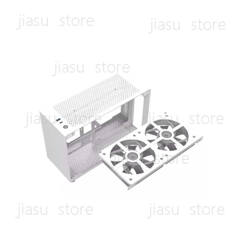 ITX Aluminum Chassis A4 White Side Through, Small Host 2MM Thickened Aluminum Frame Mesh Aluminum Side Plate Small Box