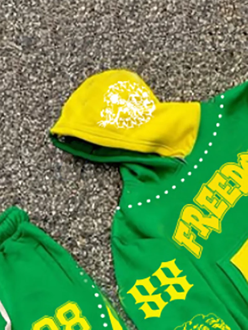 الخريف والشتاء الشارع التباين طباعة دعوى الأخضر مقنعين البلوز Bootcut السراويل الرياضية البلوز السراويل قطعتين مجموعة 28 الطباعة الرقمية #4