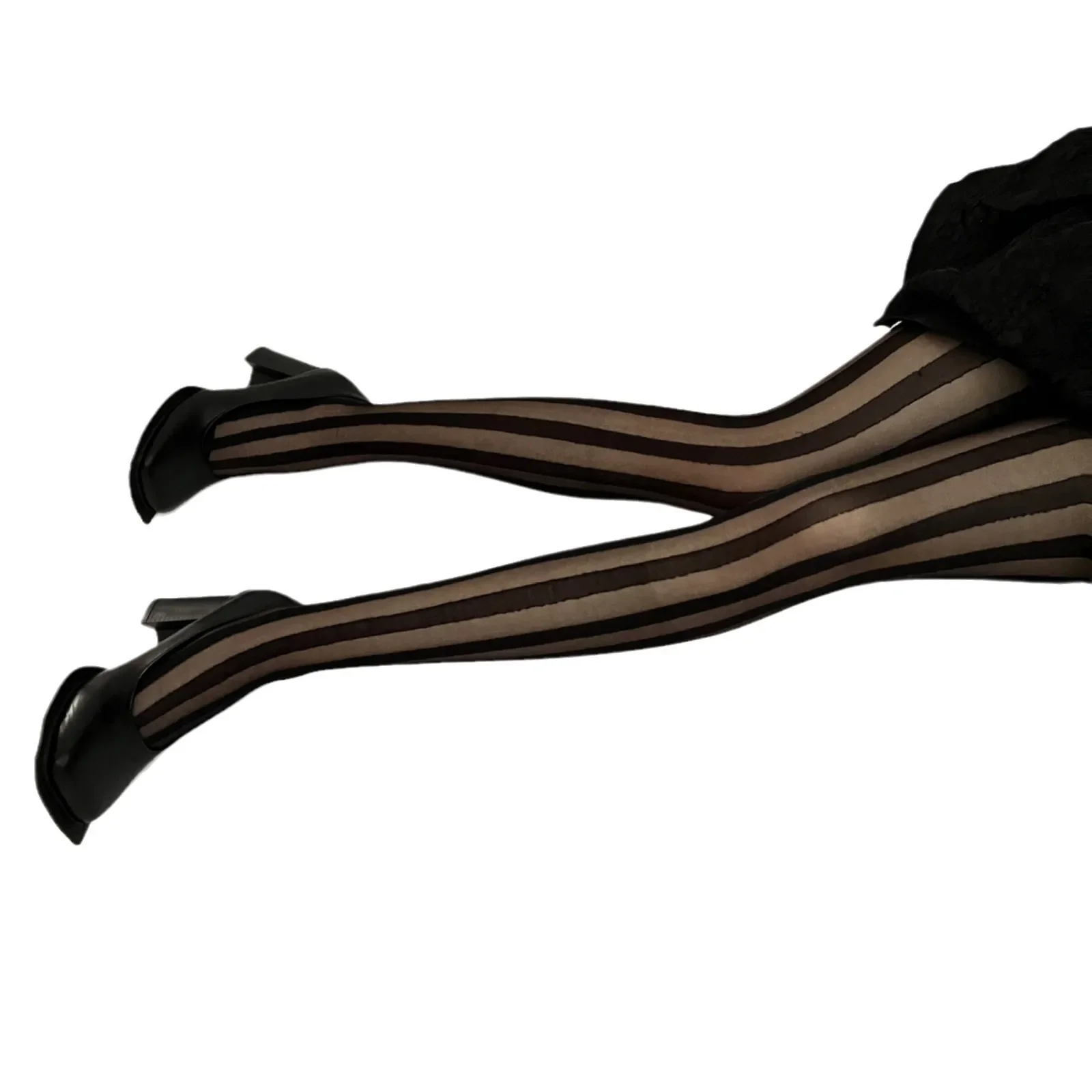 سميكة شريطية رقيقة الجوارب الرجعية تظهر رقيقة واسعة العمودي جوارب طويلة المرأة مثير الأسود العمودي المشارب نمط جوارب الجوارب