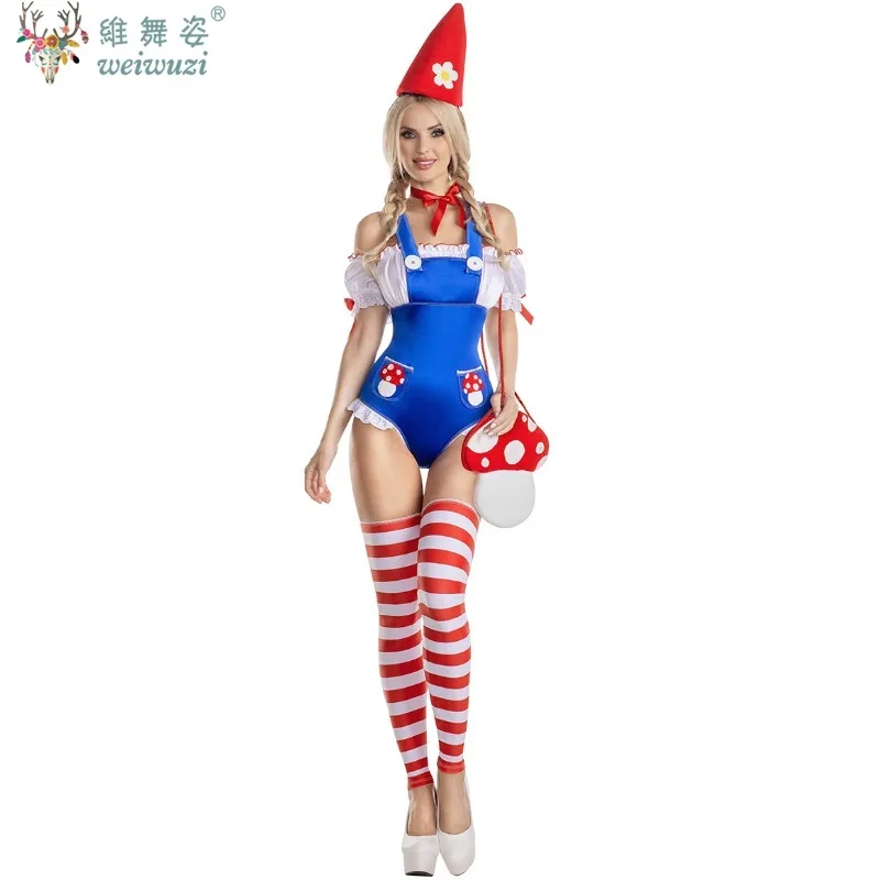 

Halloween Carnival Party Adult Woman Mushroom Role Playing Funny jumpsuit Cute costume Fancy Stage Performance Childlike Happy