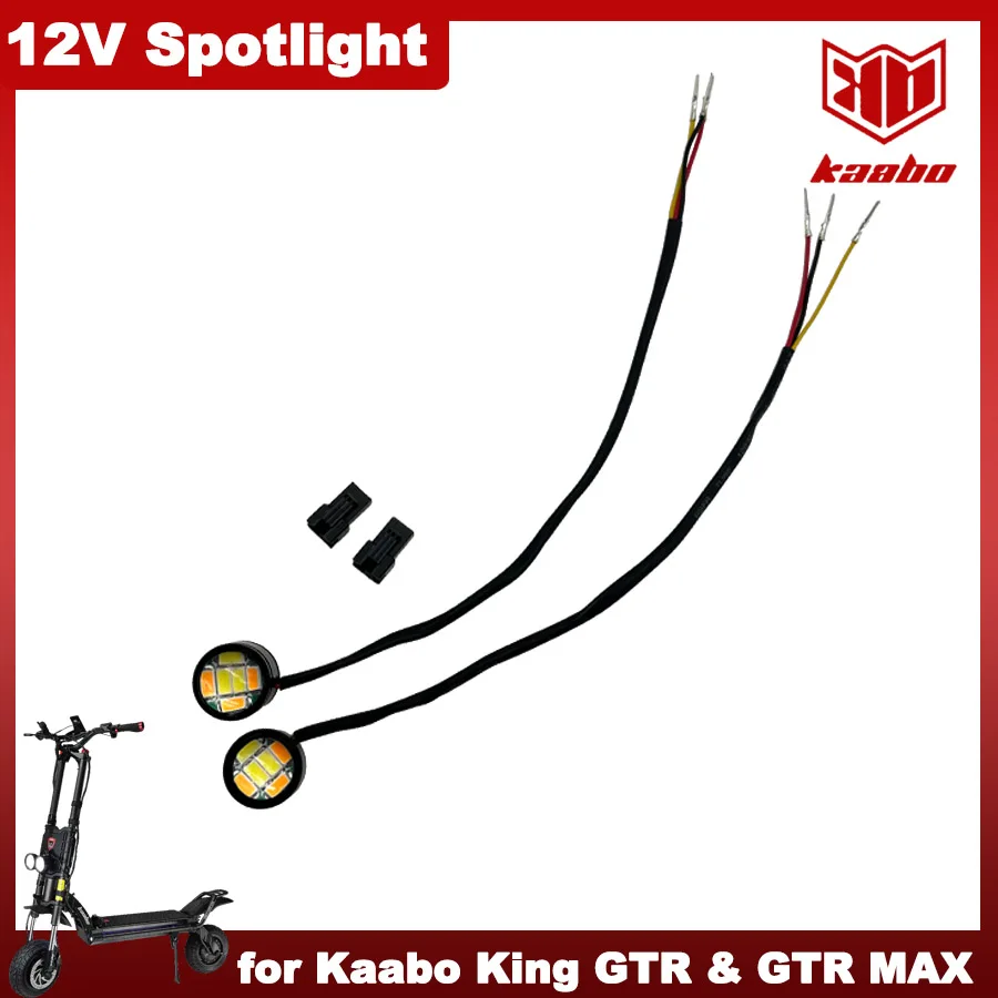 Luz LED para Chasis GTR 12V, Blanca y Amarilla, Original para Patinete Eléctrico Kaabo Wolf King GTR y GTR MAX de 12 Pulgadas