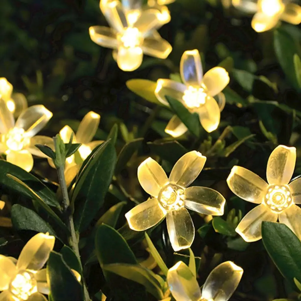 عالية الجودة 5 متر/7 متر/12 متر الشمسية مصباح حديقة زهر الكرز 20/50/100LED الجنية سلسلة أضواء ديكور منزلي للحفلات زهرة الإضاءة #6