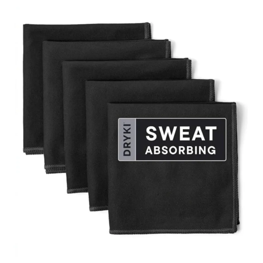 Sweat Absorbing Handkerchiefs - The Original Pocket-Sized Sweat Towels - Quick-Dry Microfiber Sweat Rags for Face, Hands, & Body - Men & Women - Gym, Sports, and Work (Black: 5 Pack)，Size: 10" x 10"