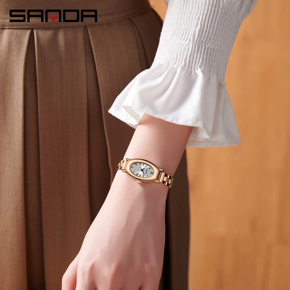 Fashin Sanda лучший бренд 1133, элегантный дизайн, римские цифры, квадратный циферблат, водостойкий кварцевый механизм, деловые женские аналоговые наручные часы