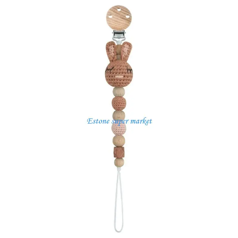 090B Handwoven Rabbit Pacifier Clip Baby Teether Dummy Chain Anti-Drop Nipple Clip Baby Nursing Product Pacifier Accessories