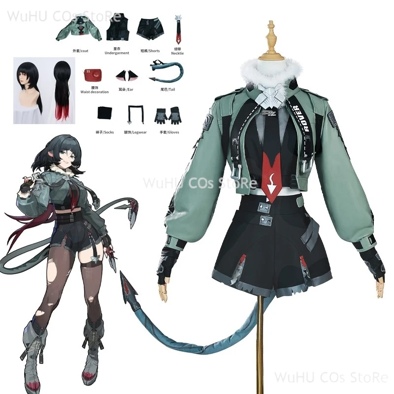 Gioco Zenless Zone Zero Jane Doe Cosplay ZZZ giacca coda orecchie nero rosso parrucca lunga Prop festa di Halloween carnevale gioco di ruolo Costume