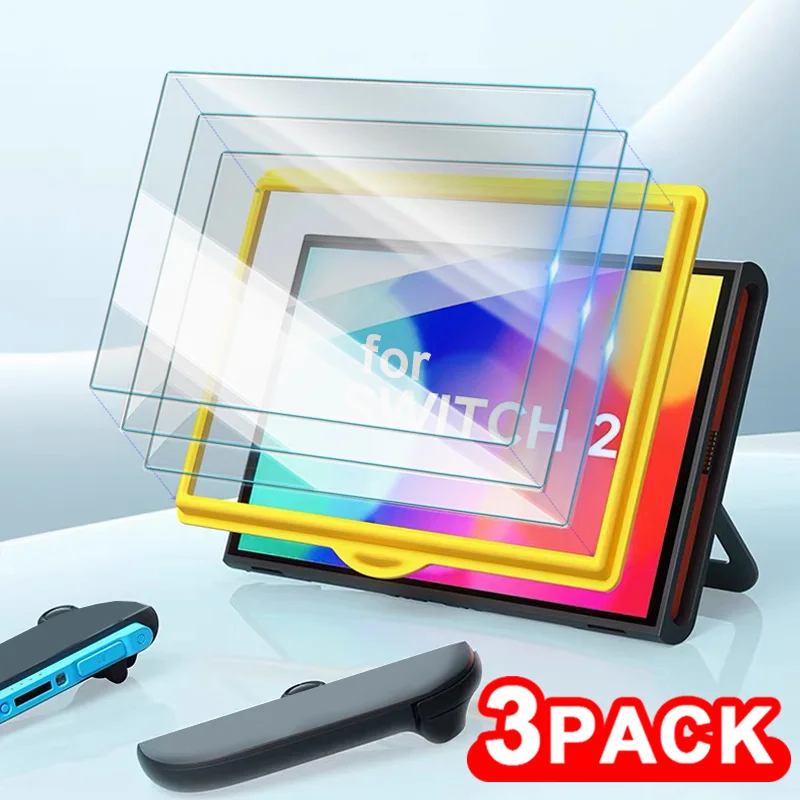 1-3Pack Tempered Glass Screen Protector Transparent HD Clear Film with Alignment Frame Travel Case for Nintendo Switch 2 NS 2