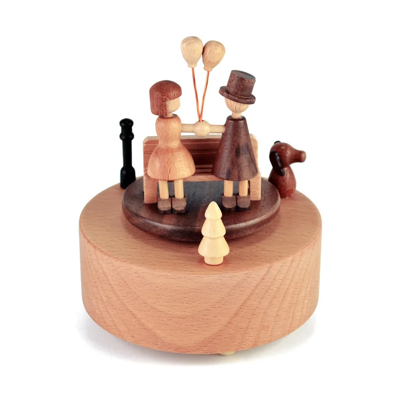 

Handmade Log Music Box Home Creative Decoration Couple Gift Confession Balloon Sky City Music Box Birthday Holiday Gift Home Dec