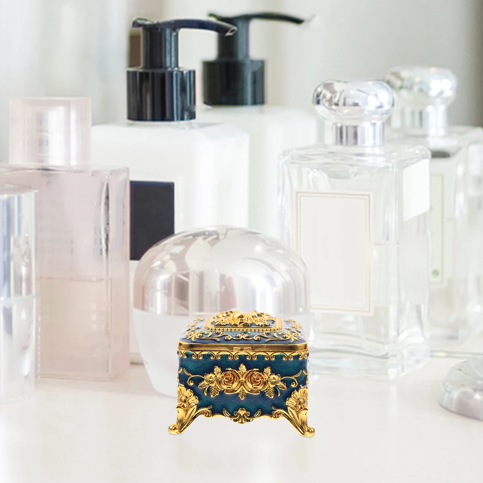 

Jewelry Box Treasures Chest Boxes Bracelet Organizers Necklace Zinc Alloy Decorative Case Earring Trinket Vintage