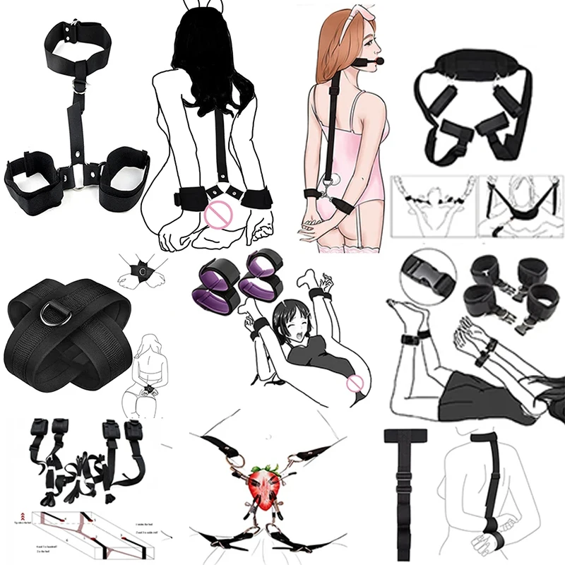 BDSM Restraints Bondage Kit Fetish Erotic Sex Toys For Couples Women Bandage Bed Slave Collars Handcuffs Open Adult Games Shop