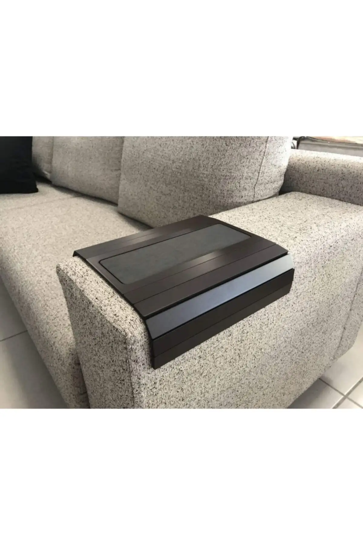 Wooden Side Table 50x27.8cm American Service Center Leather Decorative Wooden Sofa Tray Armrest Seat Tray Folding Portable