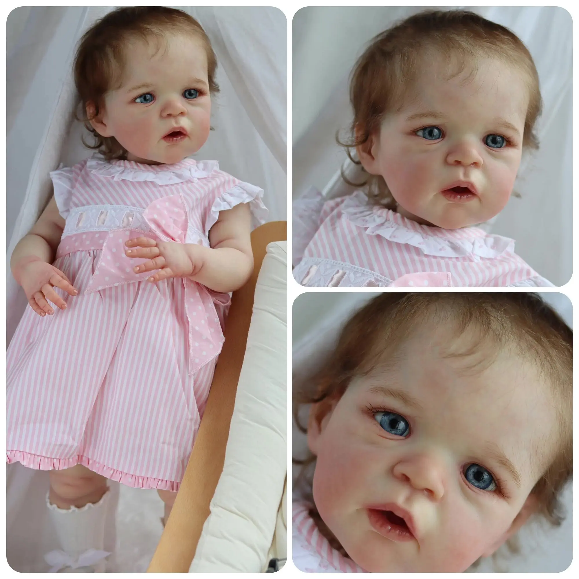 SANDIE 24inches Already Painted Finished Girl Doll Reborn Toddler Sandie Popular Lifelike Soft Touch 3D Skin Art Doll