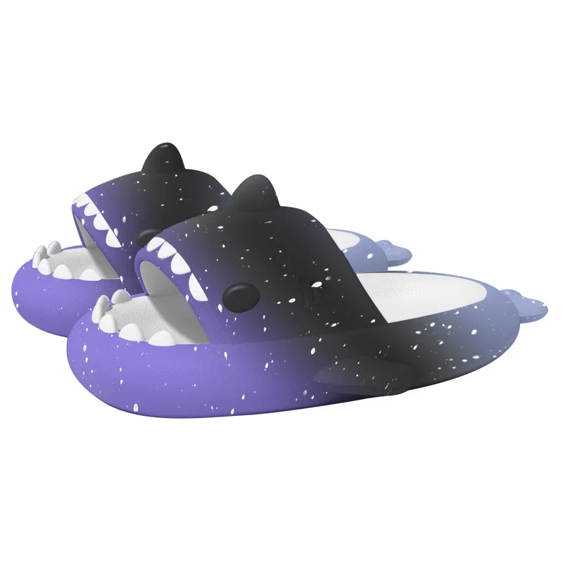 New Fashion Shark Slides Star Gradient Shark Flip Flops Men's Summer Outside Indoor Non-slip Eva Sports Sandal Women Slippers