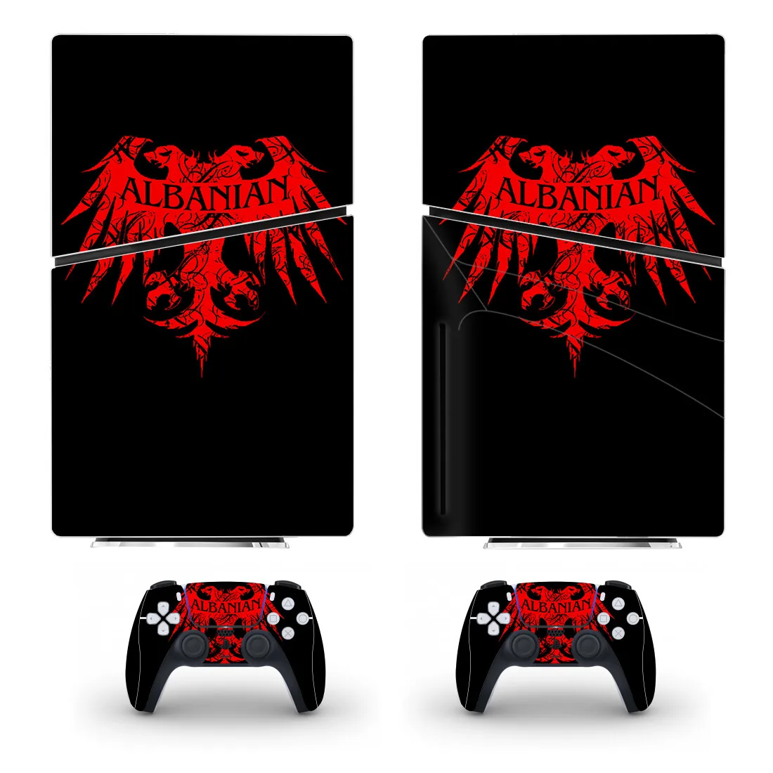 Albania National Flat PS5 Slim Disc Skin Sticker Decal Cover for Console and 2 Controllers New PS5 Slim Disk Skin Sticker Vinyl