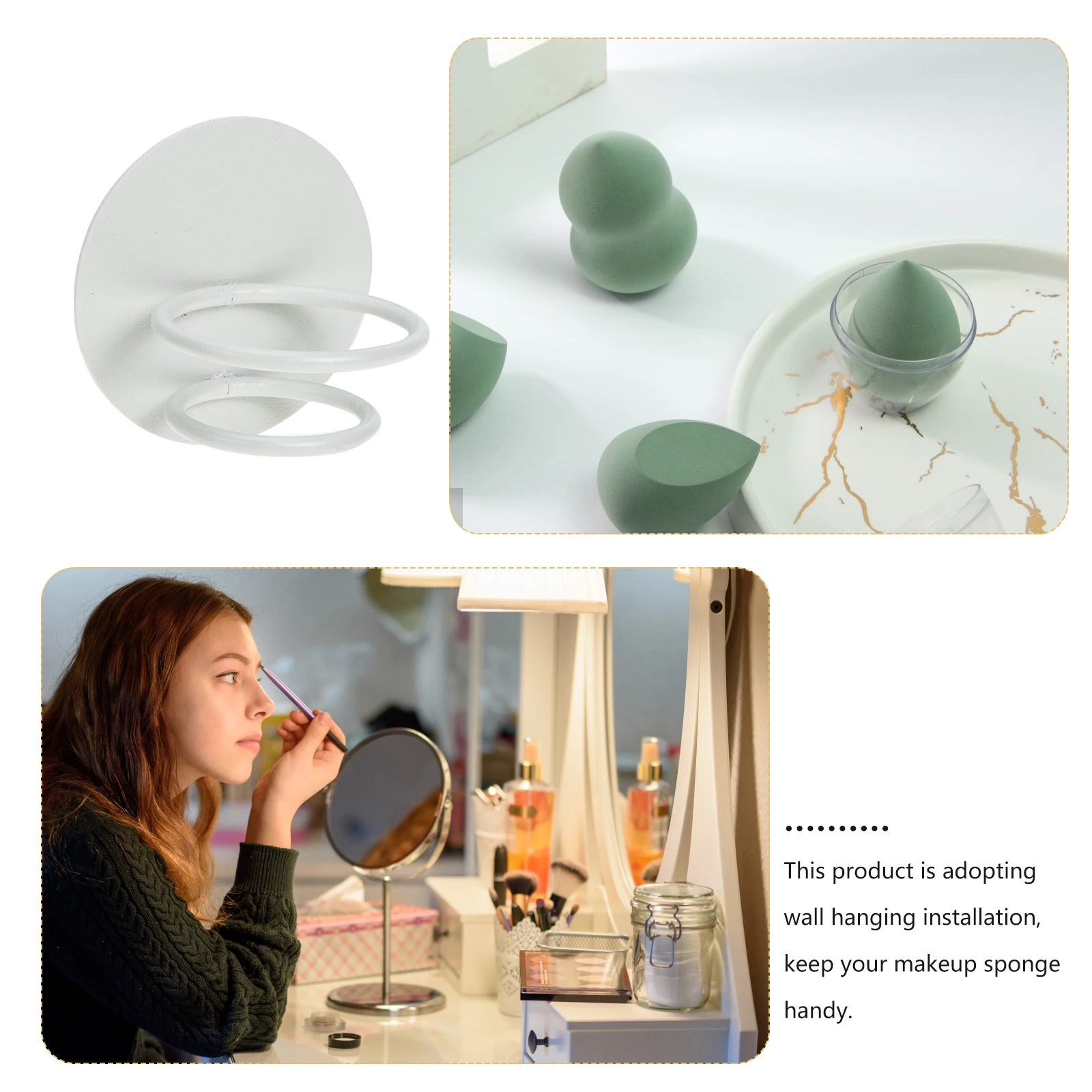 

2 Pcs Beauty Egg Holder Makeup Sponge Container Sponges Egg-shaped Display Metal Puff Rack Organizer Drying