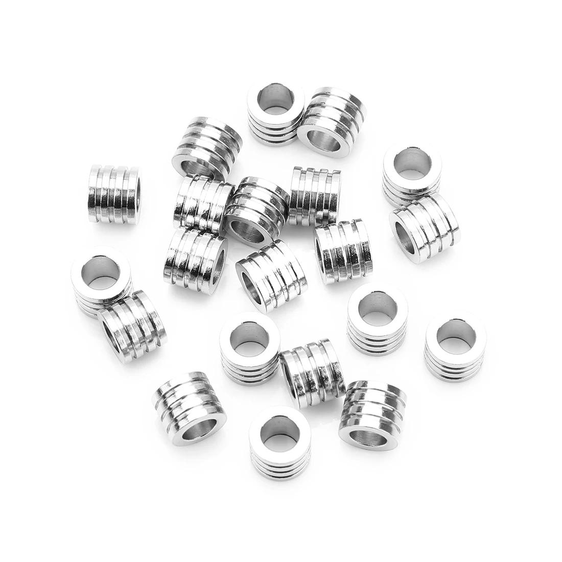 10-50pcs/lot Multi-style Stainless Steel Beads Square Round Big Hole Loose Spacer Bead for Jewelry Making Diy Bracelet Necklace