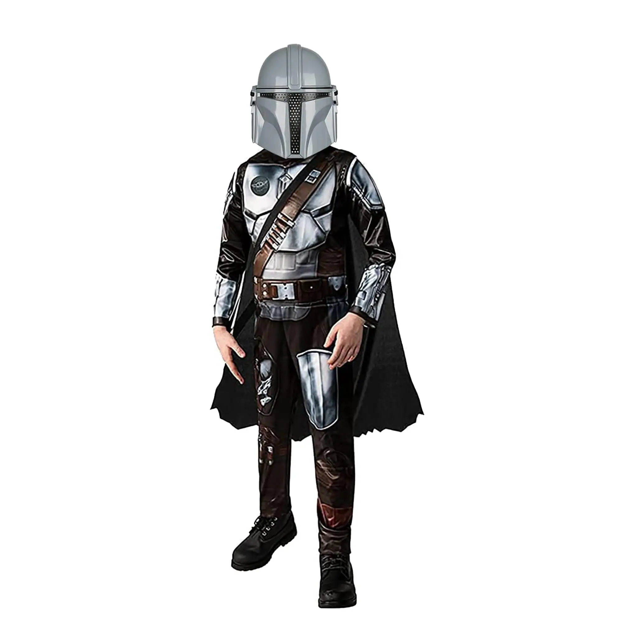 

Mandalorian Costume Kids Boys with Mandalorian Helmet Cloak Jumpsuit Cosplay Outfit for World Book Day Halloween Fancy Dress