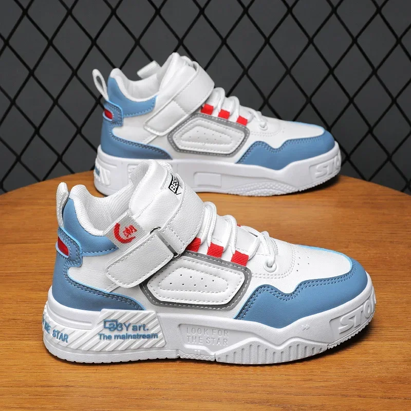 

2025 New Children's Casual Shoes Trendy High Top Kids Sneakers Spring Autumn Boys Sports Anti Slip Breathable Outdoor Flat Shoes