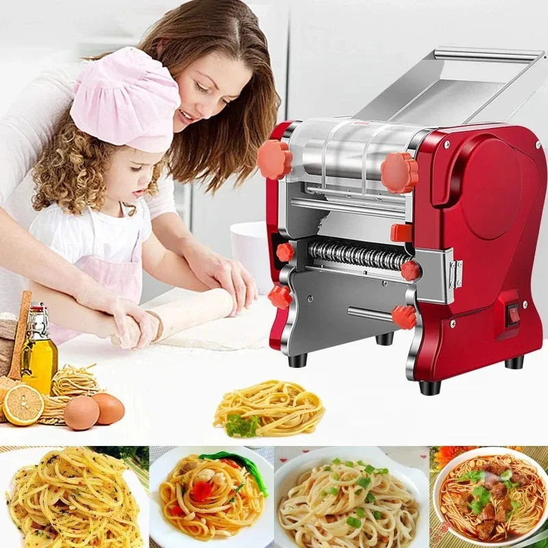 Pasta Dumpling Maker Machine Upgrade-Full Stainless Steel Electric Noodle Machine For Commerical/Home,2-in-1 Dual Knife YX478TB