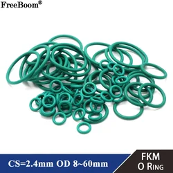 10pcs FKM O Ring  CS 2.4mm OD 8~60 mm Insulation Oil High Temperature Resistance Fluorine Rubber Sealing Gasket Green