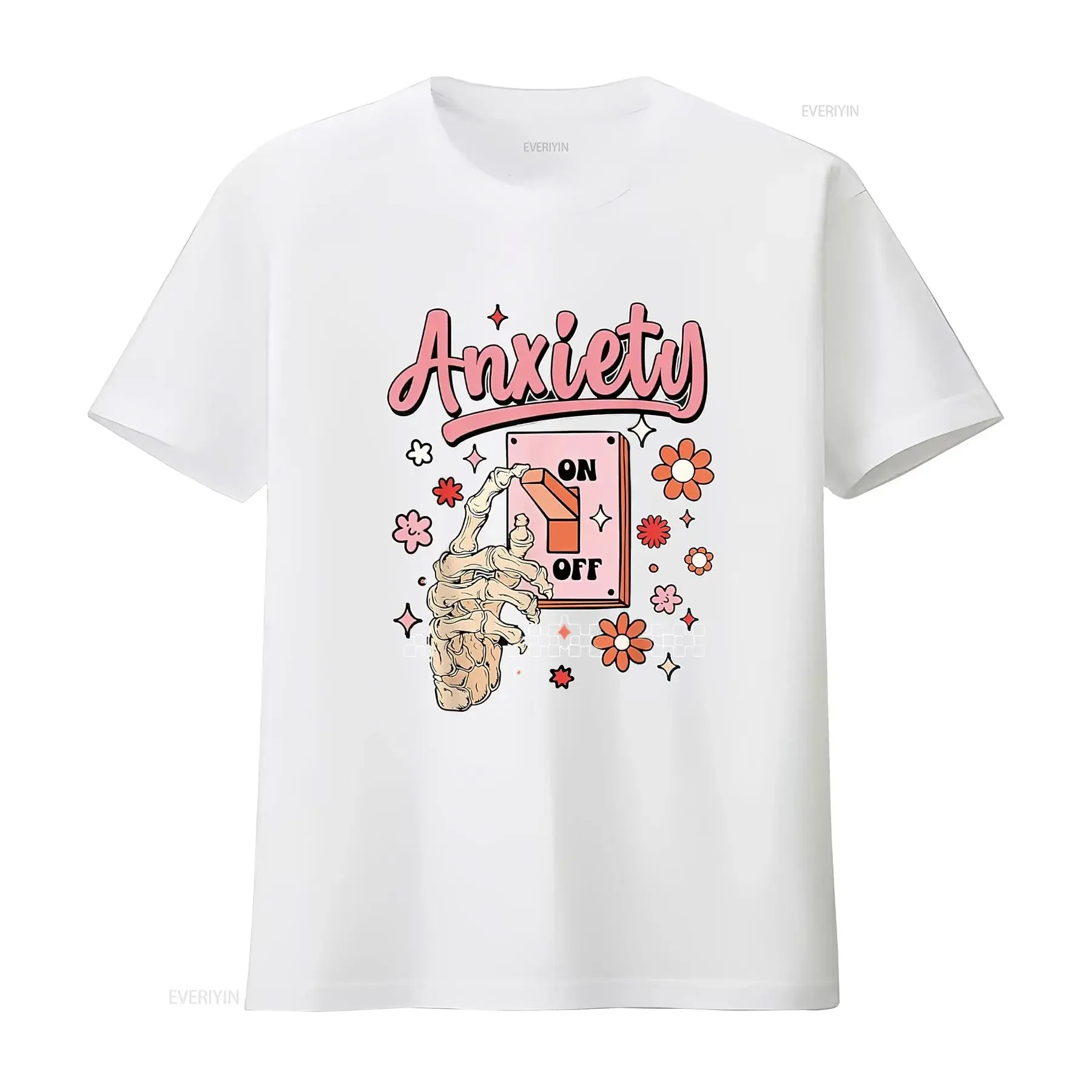 Womens Anxiety On Funny Switch Off Mental Health Awareness T Shirt Black vintage Washed Top For Everyday Wear Comfortable