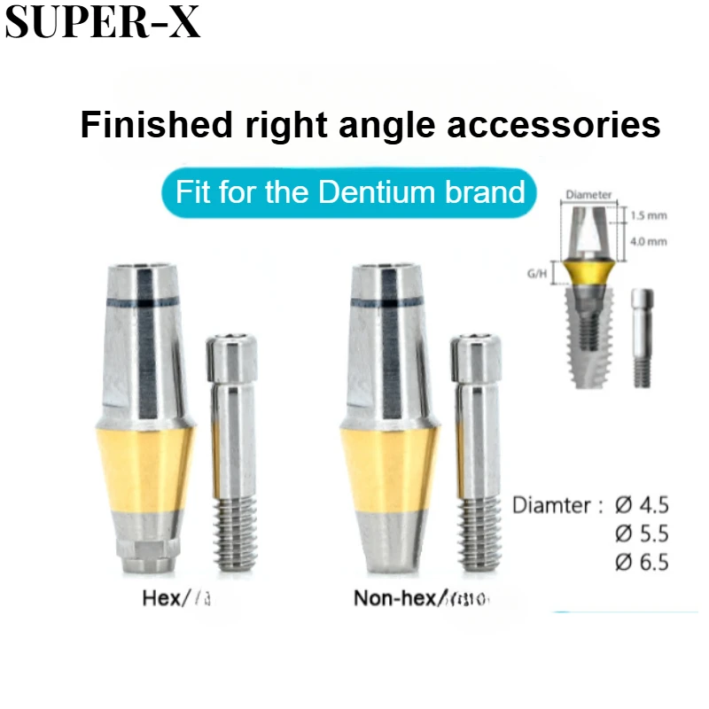 

2Pcs Dental Alloy Straight Composite Restorative Abutment Screw Accessories DAB 45 55 H for Dentium Dental Supplies