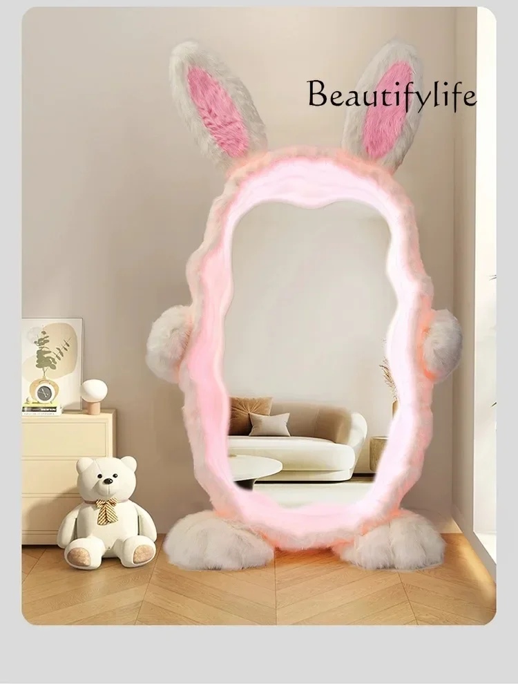 

Rabbit Full Body Floor Mirror Household Wave Living Room Cartoon Full-Length Mirror Cute Bunny Dressing Mirror