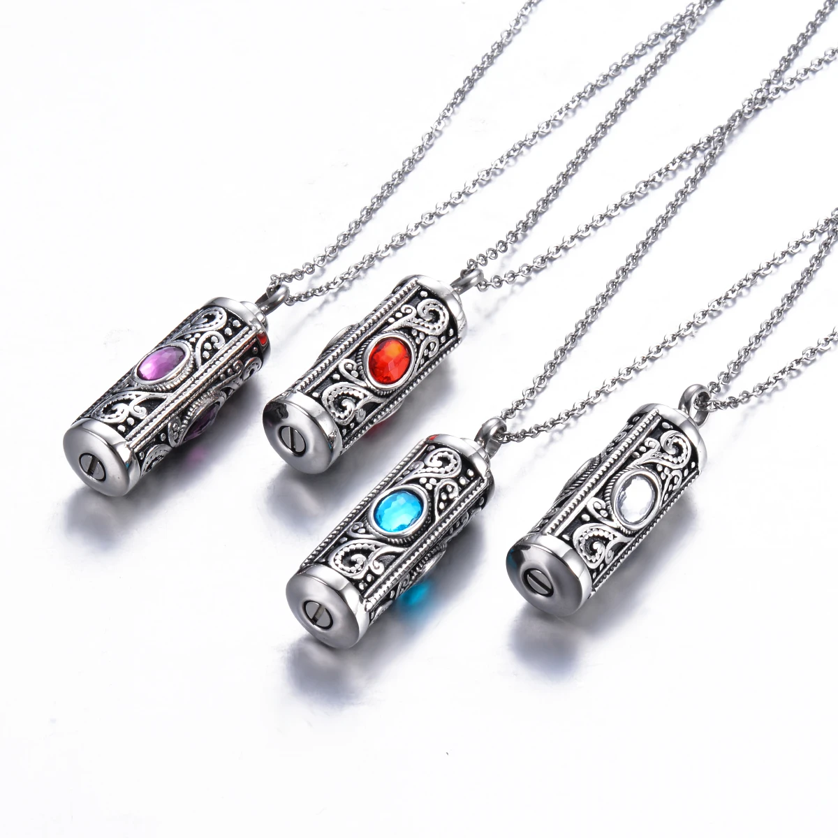 Stainless Steel Crystal Cremation Urn Necklace for Ashes Keepsake Cremation Jewelry for Human Ashes Memorial Pendant