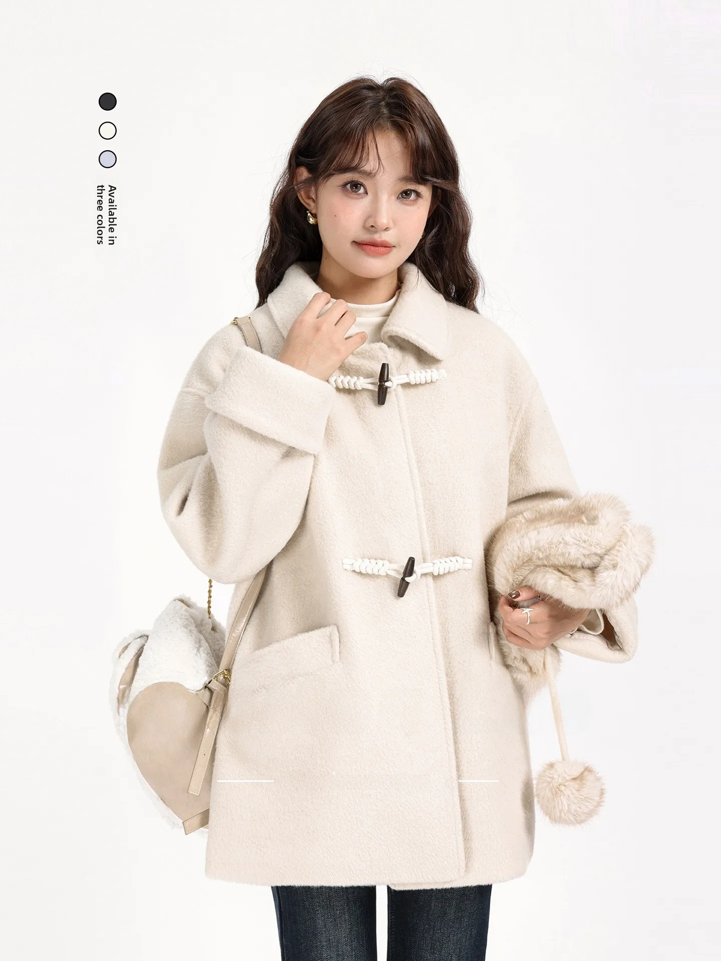 

Женское утепленное шерстяное пальто на флисовой подкладке в корейском стиле, на пуговицах, средней длины, зимняя верхняя одежда