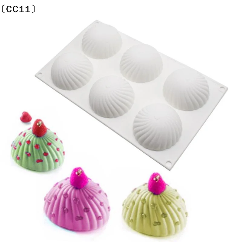 6 Cavity Semi Round Silicone Mousse Chocolate Mold Half Ball Cake Tray Silicon Dome Baking Moulds Pudding Candy Jelly Tool〔CC11〕 view 2