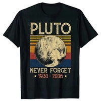 2024 Summer Men's T-shirt Never Forget Pluto Printed T-shirt Casual Sports Cotton Short Sleeve Oversized Tee Shirt Men Clothes