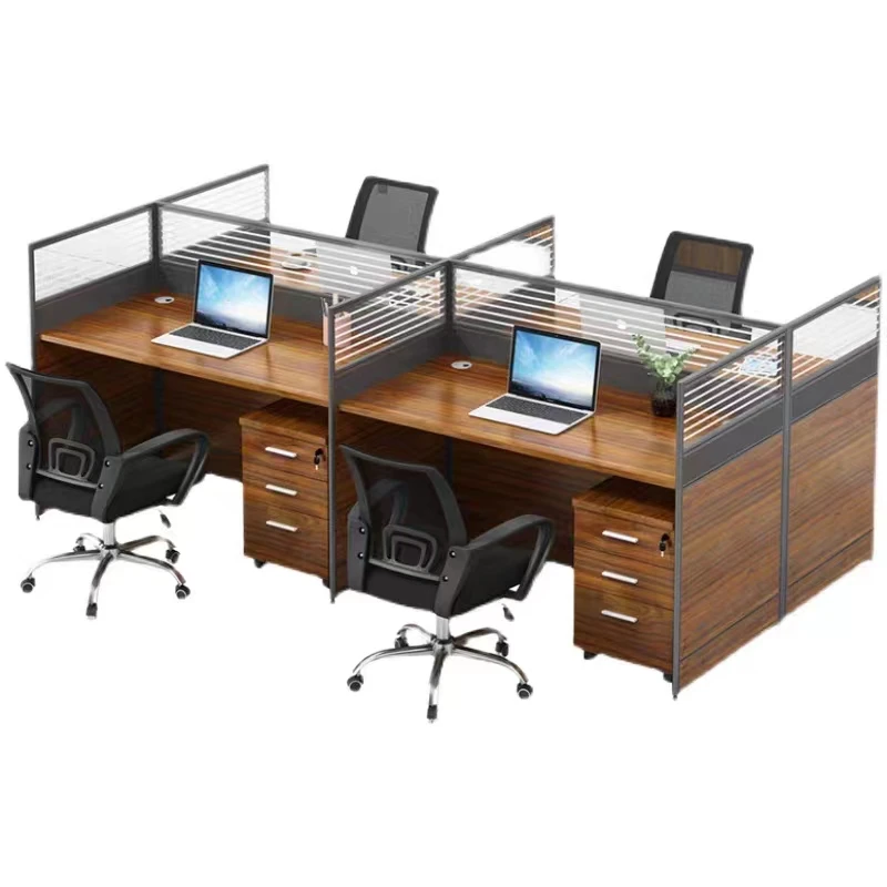 

Modern Minimalist Staff Office Furniture Melamine Board Multiple Seating Combination Seat with Privacy Screen Office Table