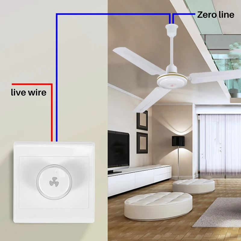 ABGR-2Pcs Потолочный вентилятор Бесступенчатый регулятор скорости Накладной переключатель скорости вентилятора