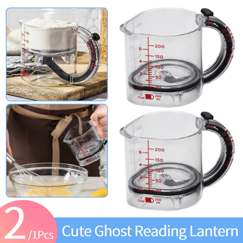 

1/2Pcs 4 in1 Multi-Functional Measuring Cup No Waste Design Push-In Measurings Cups Measurings Cube Cups for Honey Peanut Butter