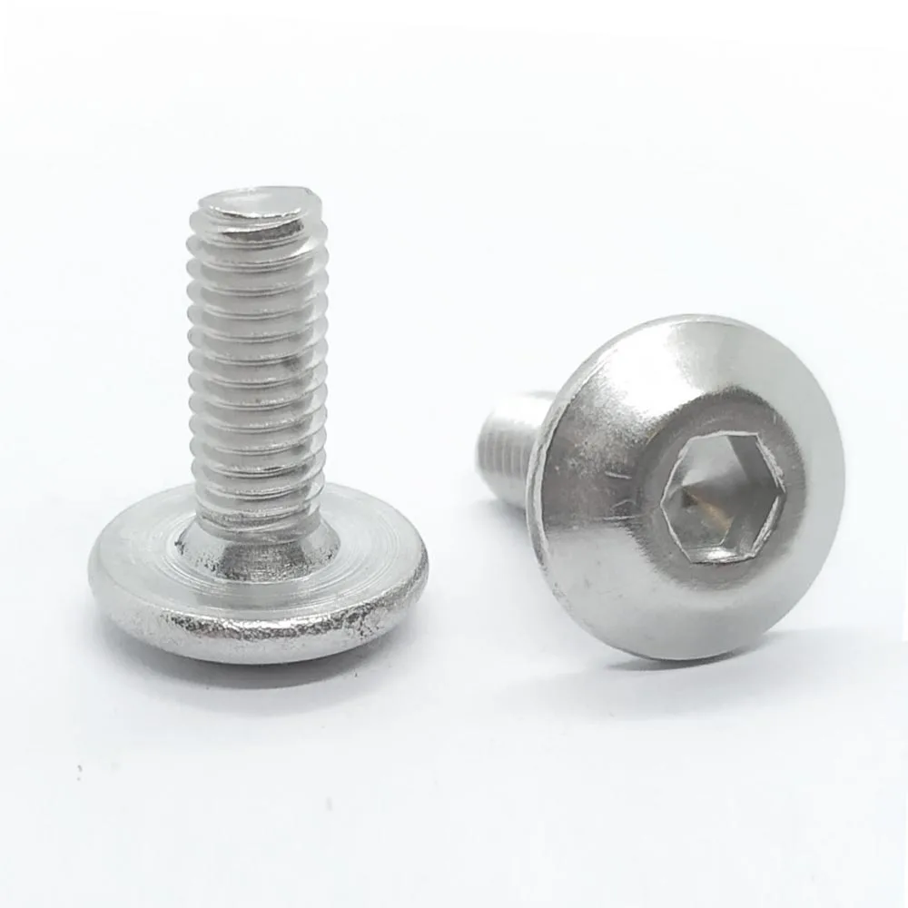 10pcs Stainless Steel Large Flat Head Hexagon Socket Screws Bolts M6 M6X16mm for Motorcycle Moped Scooter Tail Plates