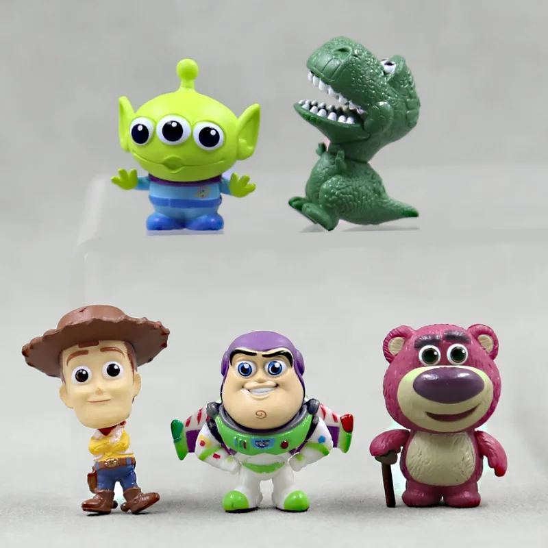 

Disney Anime Toy Story small size q-version 5 pieces Buzz Lightyear Woody Lotso Doll cake desktop Decoration Pendant gift model