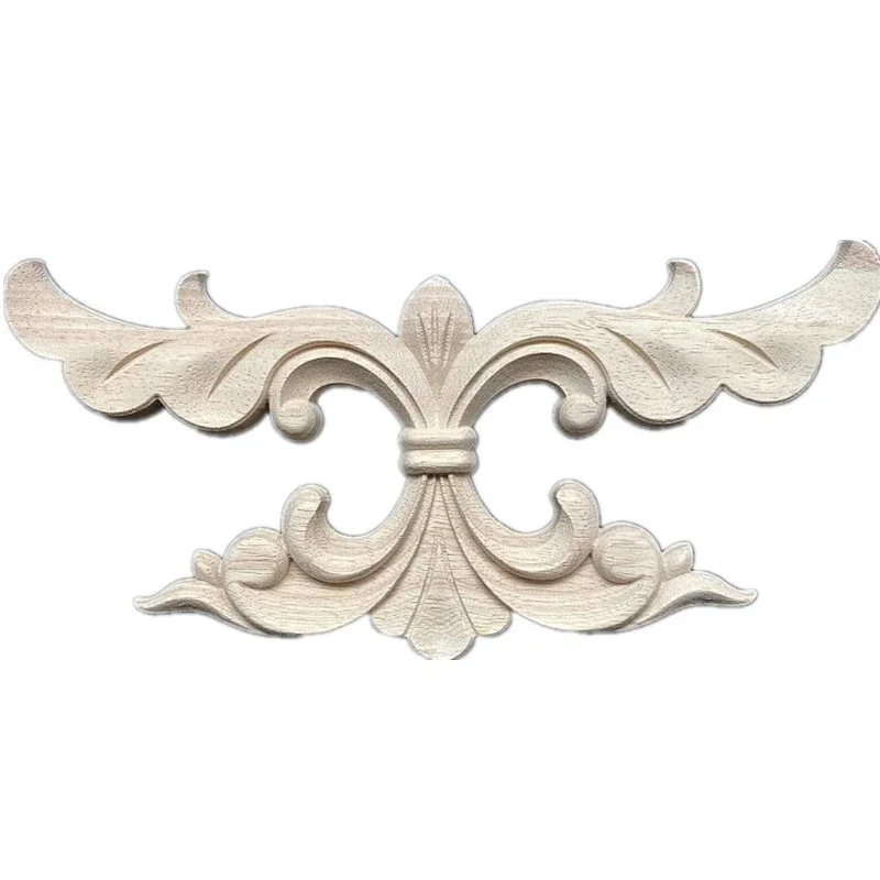 27-30cm Wood Applique Furniture Decoration Wood Decal Unpainted Onlay Flower Long Wooden Walls Home Decoration Window Decoration