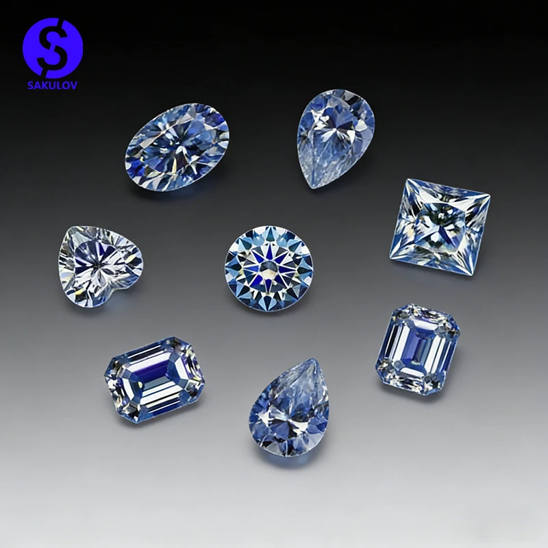 

Ледяные голубые муассанитовые камни + сертификат GRA, круглая/груша/овальная/изумрудная/сердце/принцесса/радиационная огранка для изготовления ювелирных изделий