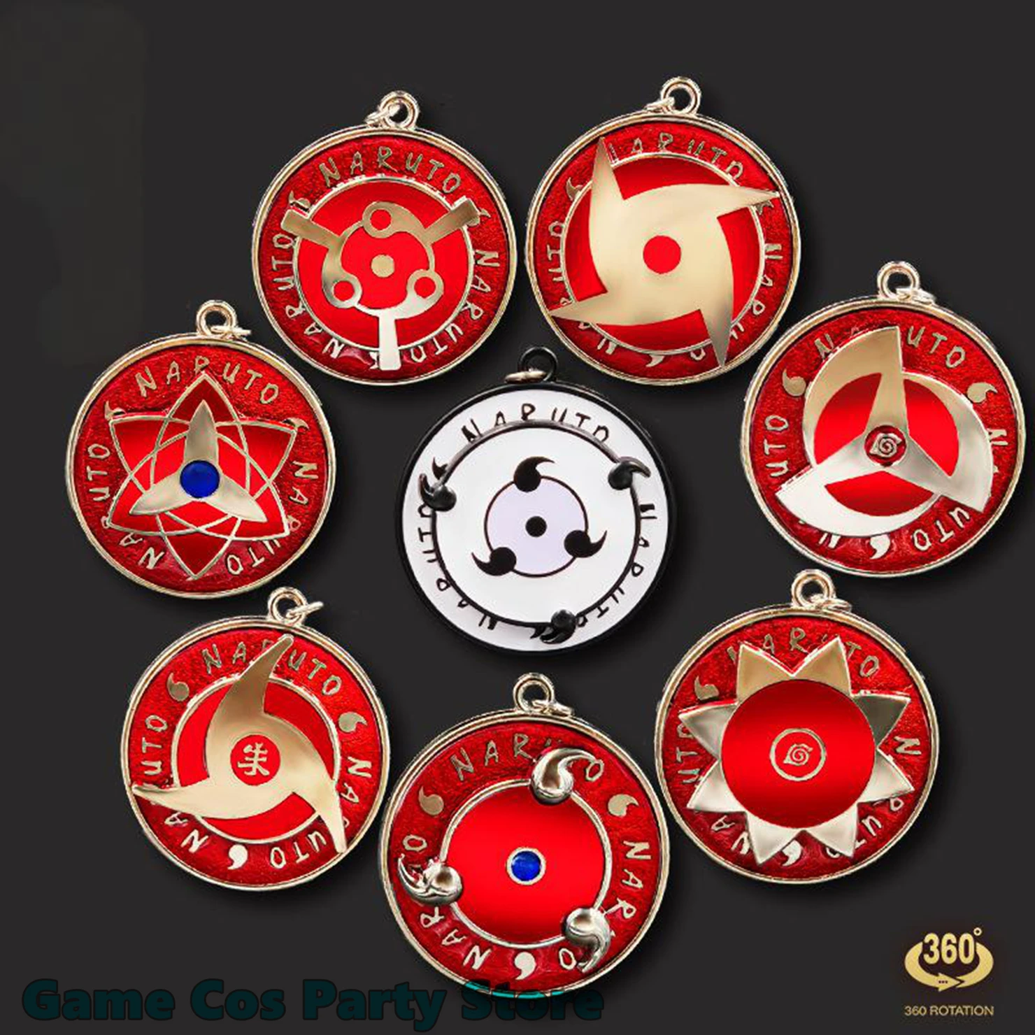 

In Stock Anime Cosplay Diy Accessories Sharingan Badge Ninja Props Uchiha Itachi Sasuke Kakashi Kamui Metal Pendant Key Chain