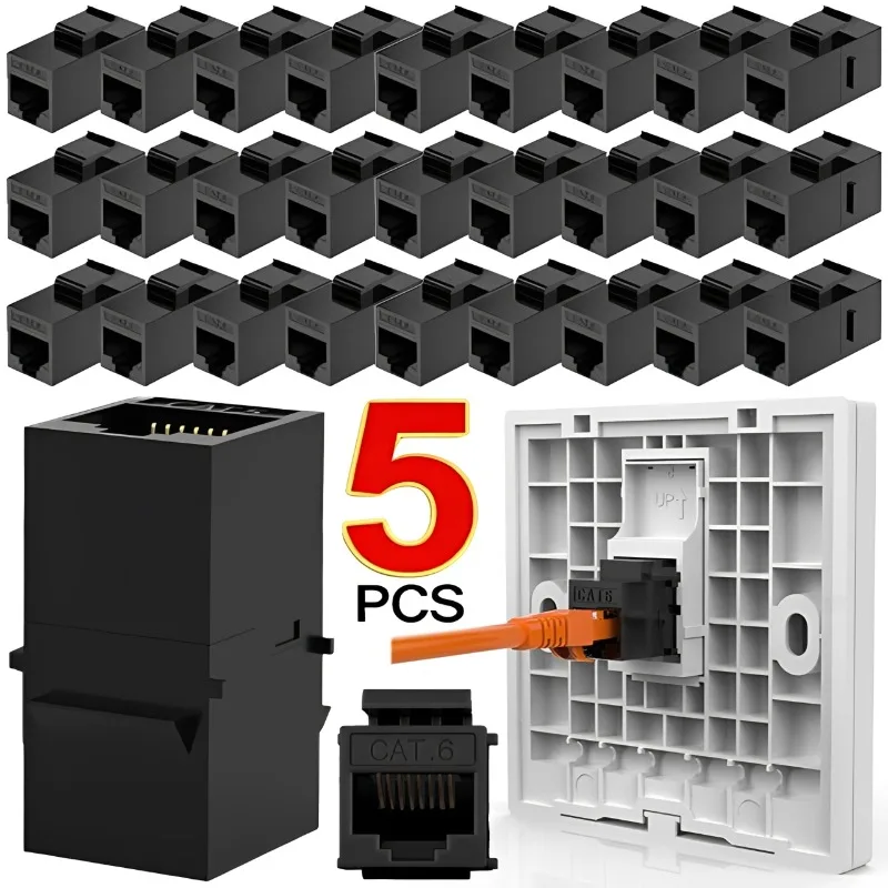 1-5PCS RJ45 CAT6 Keystone Coupler Female to Female Insert Coupler UTP CAT6 Network Ethernet Dual Straight Head Extender Adapter