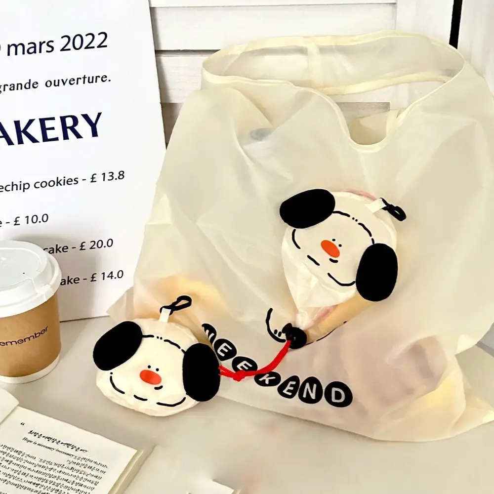 

Funny Nylon Foldable Shopping Bag Cartoon Storage Bags Cute Dog Eco Bag Reusable Tote Bag Travel Grocery Bag Women