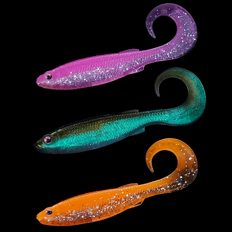 

Curly Lifelike Fish Soft Bait 6.35cm 7.11cm Jig Wobblers Fishing Lure Silicone Artificial Baits Carp Bass Lures Pesca Tackle