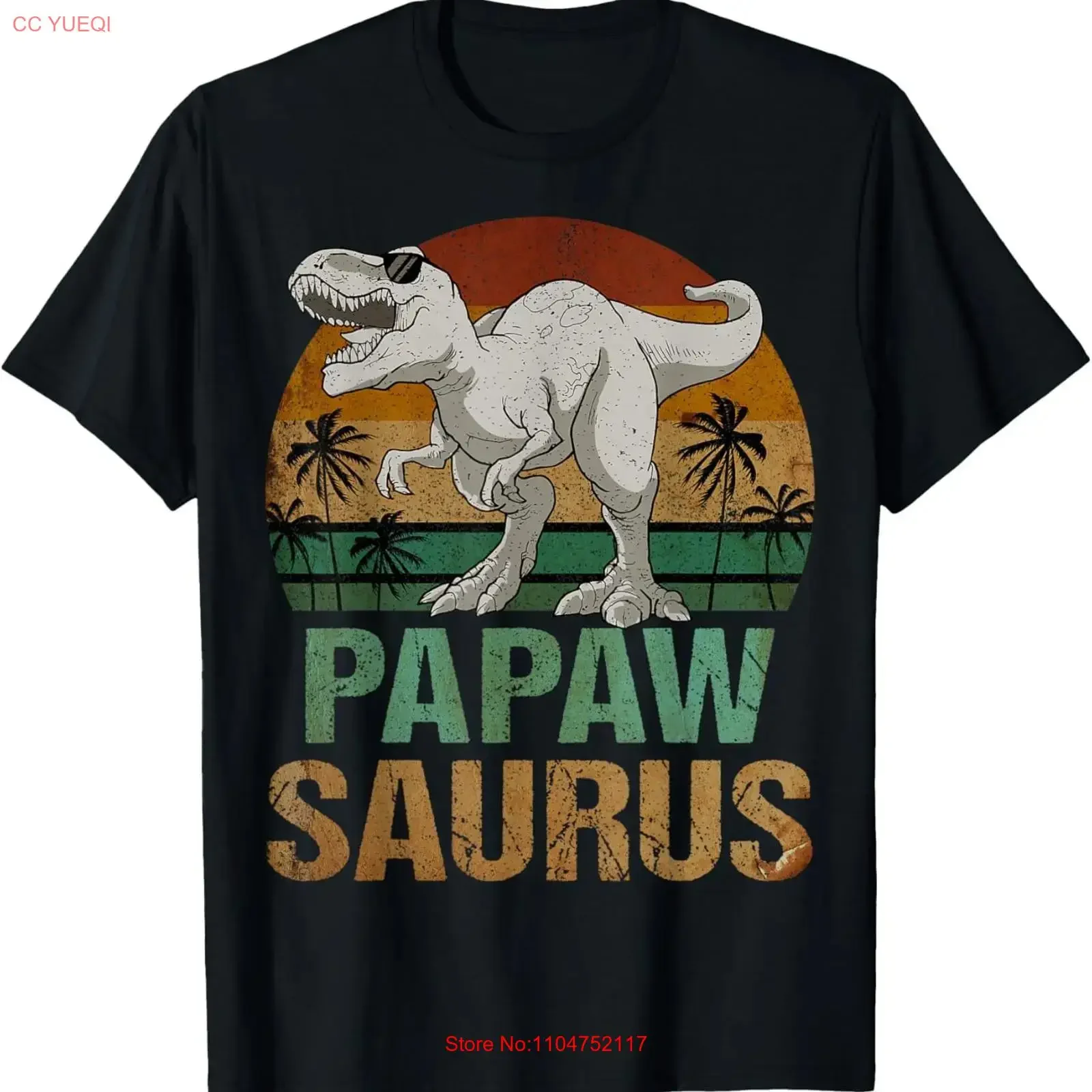 Papawsaurus T Rex Dinosaur Papaw Saurus Father's Day Shirt for Dad Mom vintage Washed streetwear graphic fashion Versatile